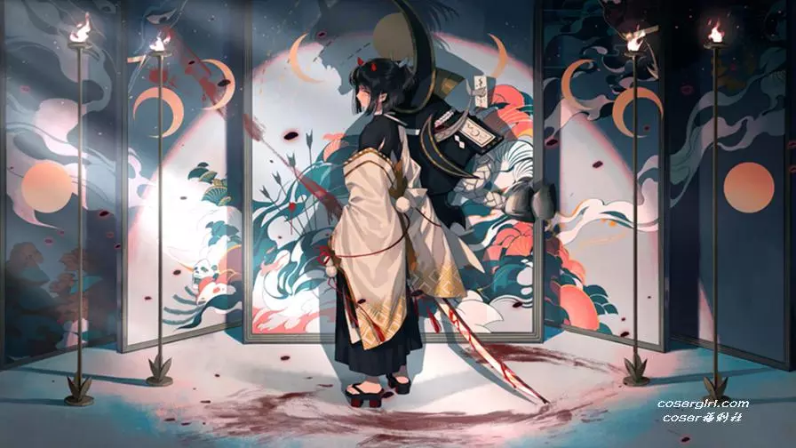 阴阳师壁纸 持剑少女与火焰的神秘之美 - coser写真乐园-coser写真乐园